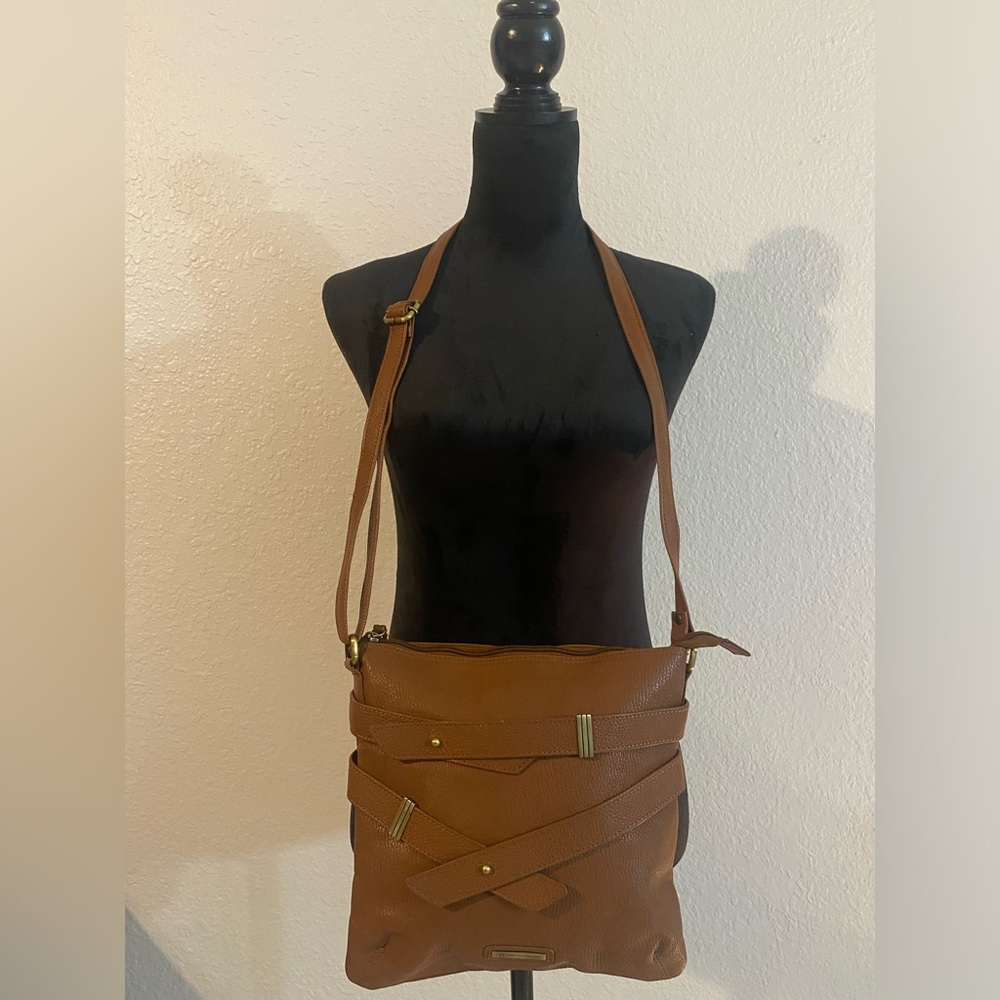 Naturalizer Genuine Leather Crossbody- Brown & Gold